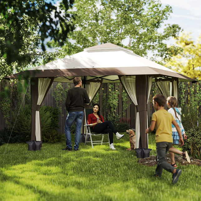 Waterproof 4x4 m pop-up gazebo with mesh walls and UV protection