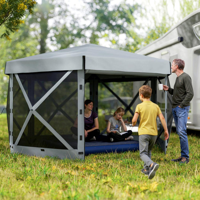 Hexagonal pop-up gazebo, 3.6x3m, UV30+ waterproof tent