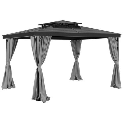 Gazebo Privacy Curtains 10x10, 4-Panel Zipper, Gray