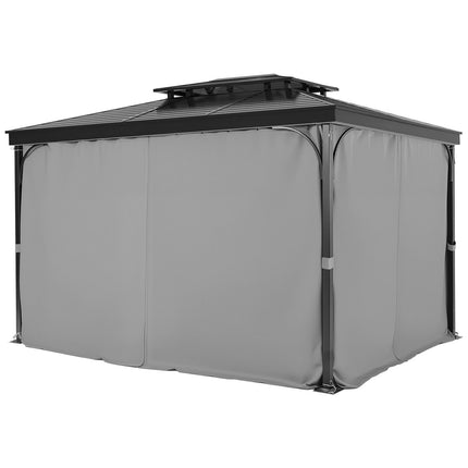 Gazebo Privacy Curtains 10x10, 4-Panel Zipper, Gray