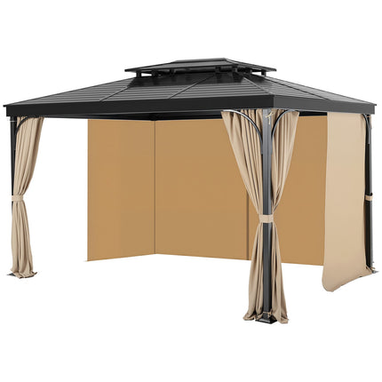 Gazebo Privacy Curtains, 10x12x7 Ft, 4-Panel, Zipper, Khaki