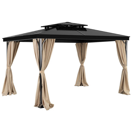 Gazebo Privacy Curtains, Zippered 4-Panel 10x13x7 Khaki