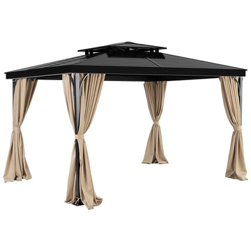 Gazebo Privacy Curtains, Zippered 4-Panel 10x13x7 Khaki