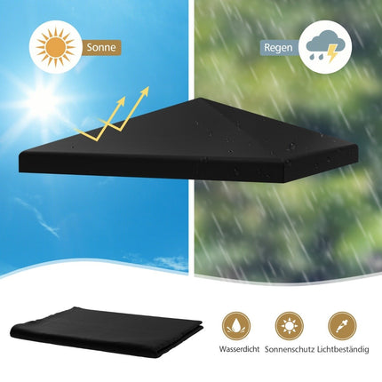 Gazebo Replacement Canopy, 300x300 cm, Black, Waterproof