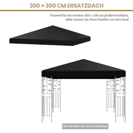 Gazebo Replacement Canopy, 300x300 cm, Black, Waterproof