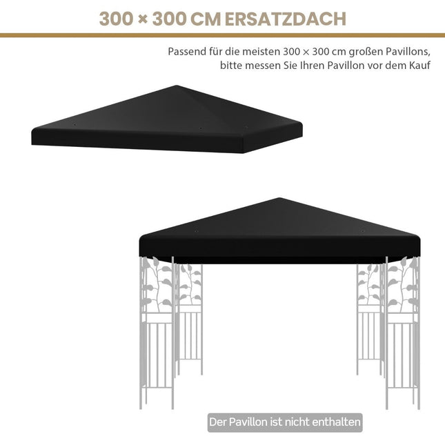 Gazebo Replacement Canopy, 300x300 cm, Black, Waterproof