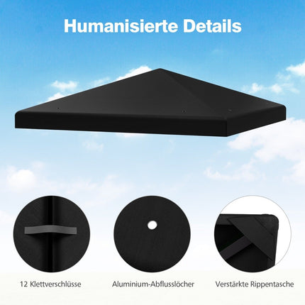 Gazebo Replacement Canopy, 300x300 cm, Black, Waterproof
