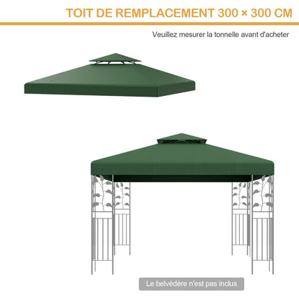 Gazebo Replacement Canopy 3 x 3 m, Double-Tier, Polyester