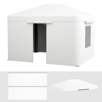 Waterproof gazebo roof with 2 side walls, white