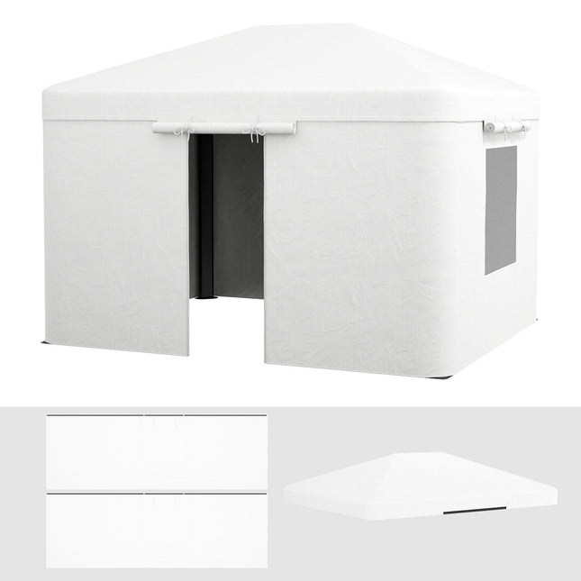 Waterproof gazebo roof with 2 side walls, white