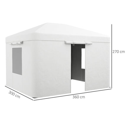 Waterproof gazebo roof with 2 side walls, white