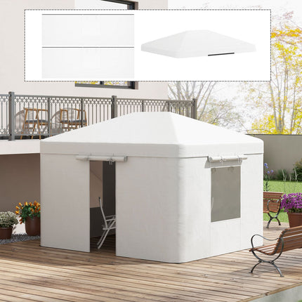 Waterproof gazebo roof with 2 side walls, white