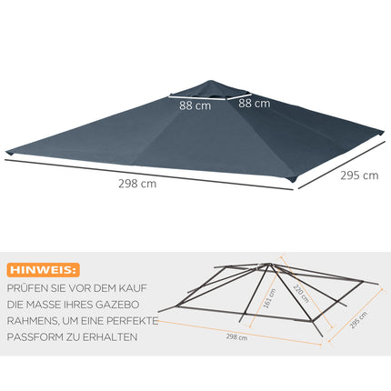 3x3M Dark Gray Polyester Gazebo Replacement Roof Cover