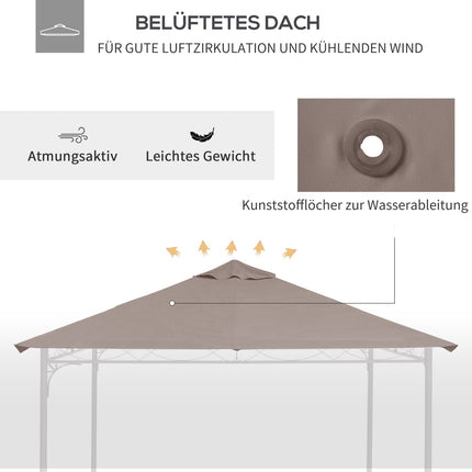 Gazebo roof cover, sun protection, beige polyester, 3x3 M