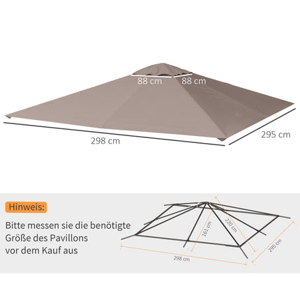 Gazebo roof cover, sun protection, beige polyester, 3x3 M