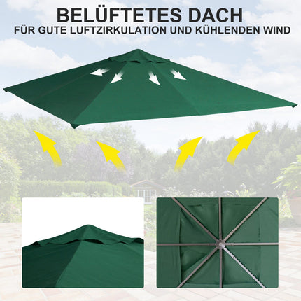 Green polyester gazebo roof replacement, 2.98 x 2.95 M