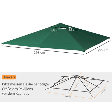 Green polyester gazebo roof replacement, 2.98 x 2.95 M