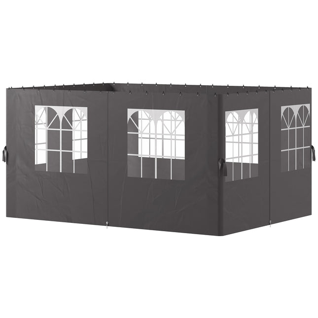 Gazebo Side Panels, 4 Dark Grey Polyester Walls, 3x4m