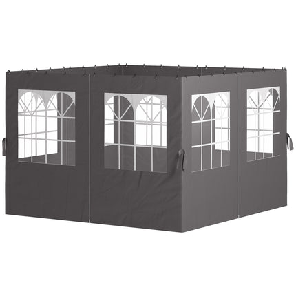 Gazebo Side Panels, 4 Panels with Zippers, 3x3m, Dark Grey