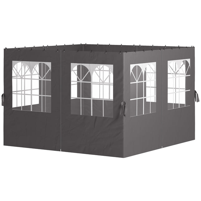 Gazebo Side Panels, 4 Panels with Zippers, 3x3m, Dark Grey