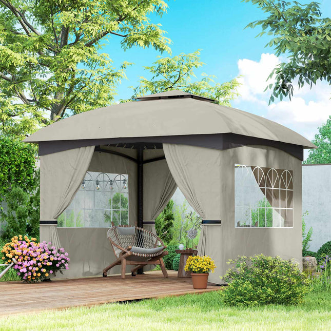 Water-repellent garden gazebo, 3.4m, UV protection, light grey