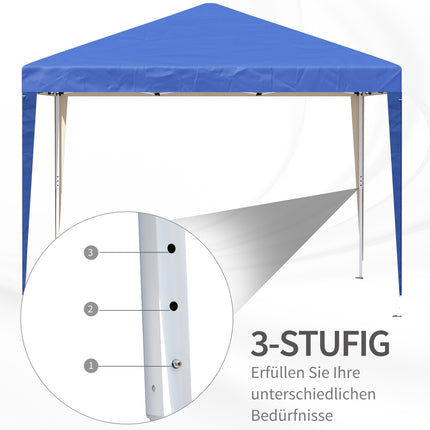 Paviljoen ca. 3x3m, waterafstotend, stabiel, winterbestendig pop-up vouwpaviljoen, UV-bescherming, opvouwbare partytent, tuintent met tas, tuinpaviljoen voor op de camping, tuin, blauw