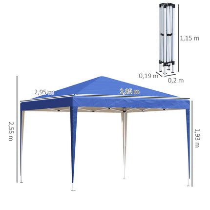 Paviljoen ca. 3x3m, waterafstotend, stabiel, winterbestendig pop-up vouwpaviljoen, UV-bescherming, opvouwbare partytent, tuintent met tas, tuinpaviljoen voor op de camping, tuin, blauw