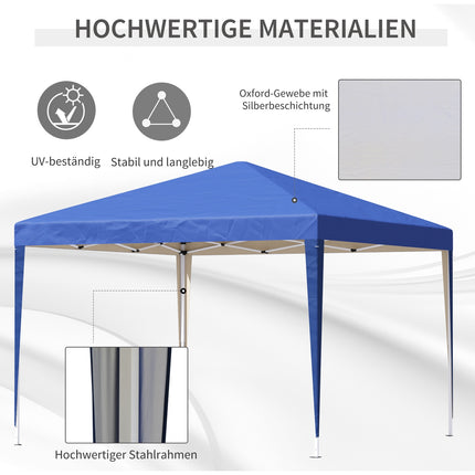 Paviljoen ca. 3x3m, waterafstotend, stabiel, winterbestendig pop-up vouwpaviljoen, UV-bescherming, opvouwbare partytent, tuintent met tas, tuinpaviljoen voor op de camping, tuin, blauw