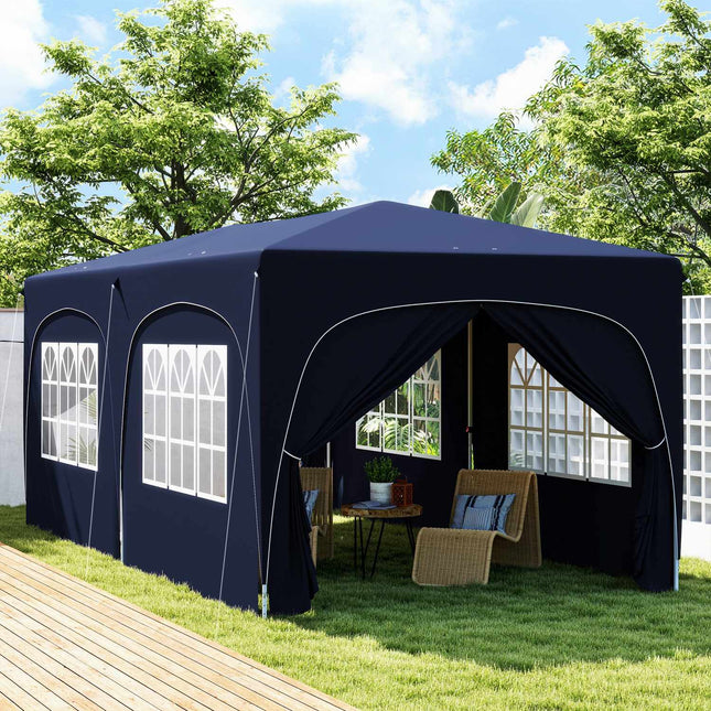 Pop-Up Gazebo, 3x6m, UV 50+, Water-repellent, Dark blue