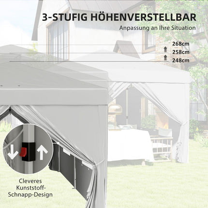 Paviljoen ca. 3x6m, waterafstotend, stabiel, winterbestendig pop-up vouwpaviljoen, UV-bescherming 50+, opvouwbare partytent, tuintent met 6 zijpanelen, zaktuinpaviljoen voor op de camping, tuin, lichtgrijs
