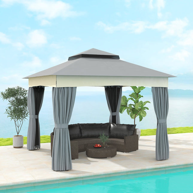 Dark gray 3x3m Metal Gazebo - Water resistant, stable