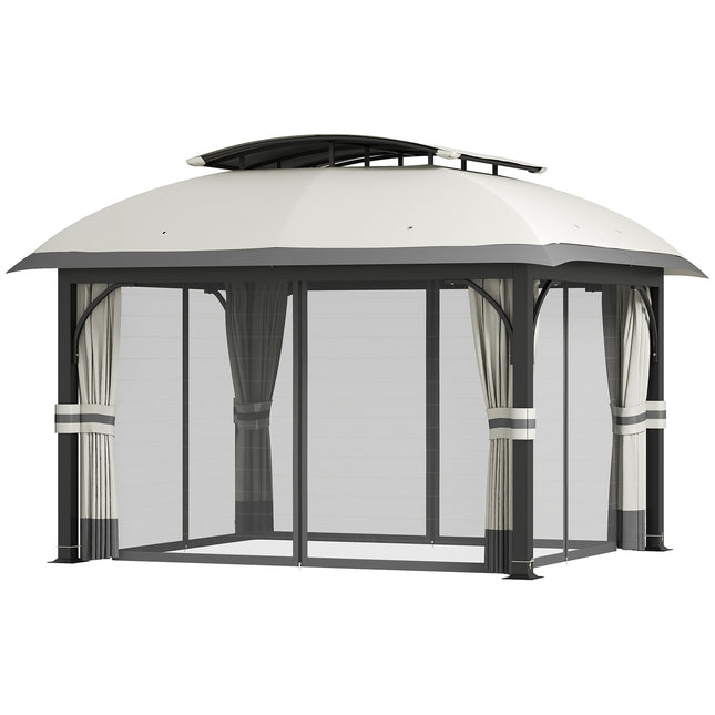 Gazebo with double roof, water repellent, 4x3.3 m