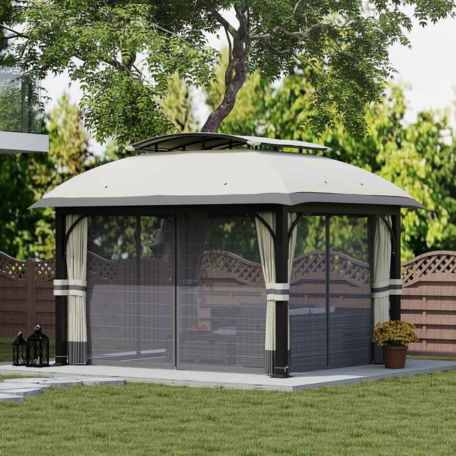 Gazebo with double roof, water repellent, 4x3.3 m