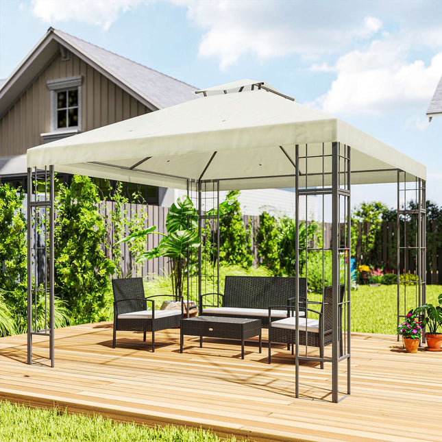 Creamy white 3x3m metal gazebo - UV and water resistant