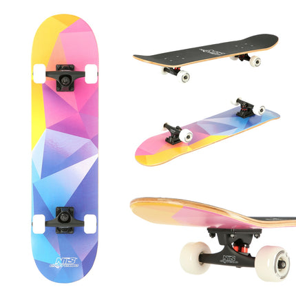 Geometric Skateboard, Durable Deck, Nonslip Grip