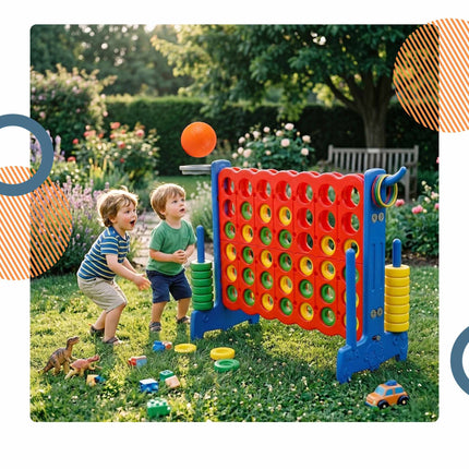 Giant Four In A Row Game – 3-in-1 Ring Toss, Hoops