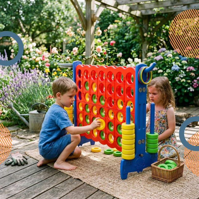 Giant Four In A Row Game – 3-in-1 Ring Toss, Hoops