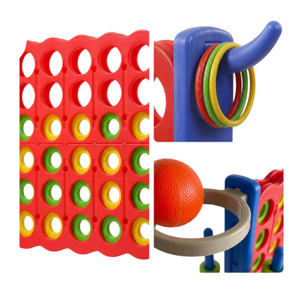 Giant Four In A Row Game – 3-in-1 Ring Toss, Hoops