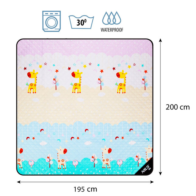 Giraffe Picnic Blanket, 195x200 cm, Waterproof