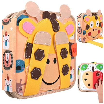 Giraffe Sensory Manipulation Board Book, Montessori, Ages 2+, Felt, 20 x 20 cm