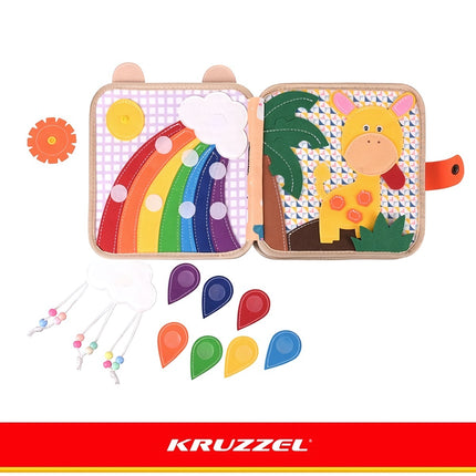Giraffe Sensory Manipulation Board Book, Montessori, Ages 2+, Felt, 20 x 20 cm