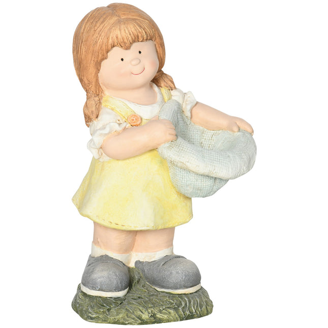 Weatherproof garden statue, 45 cm girl with hat ornament