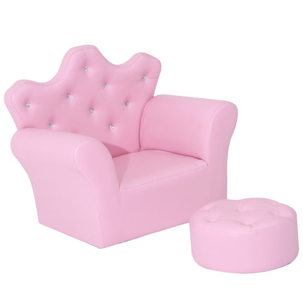 Pink soft armchair for girls with crystal buttons - ages 3+