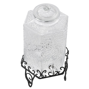 Glass Beverage Dispenser 10L With Stand, Steel Spigot