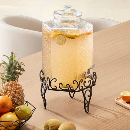 Glass Beverage Dispenser 10L With Stand, Steel Spigot
