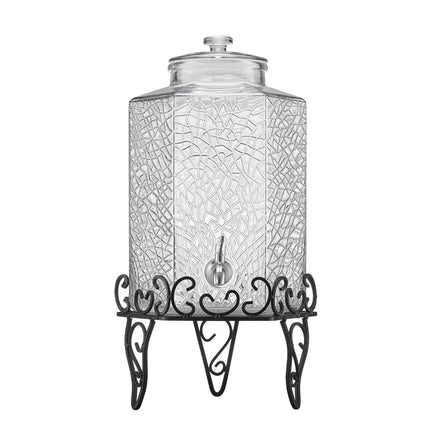 Glass Beverage Dispenser 10L With Stand, Steel Spigot