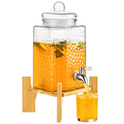 Glass Beverage Dispenser 1.5 Gallon, Stand, Steel Spigot