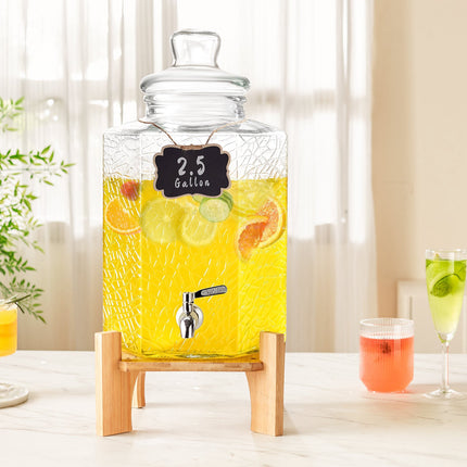 Glass Beverage Dispenser 2.5 Gallon With Stand, Spigot