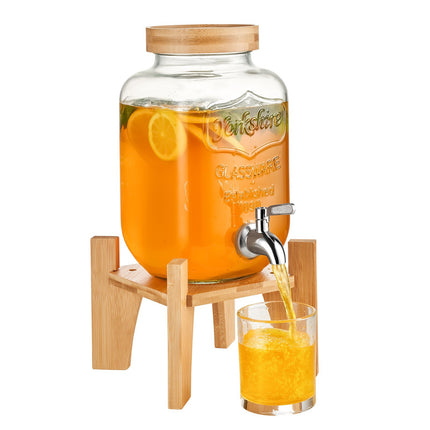 Glass Beverage Dispenser Set, 2 x 1 Gallon, Stand, Steel Spigot
