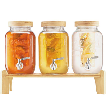 Glass Beverage Dispenser Set, 3-Pack 3.8L With Spigots